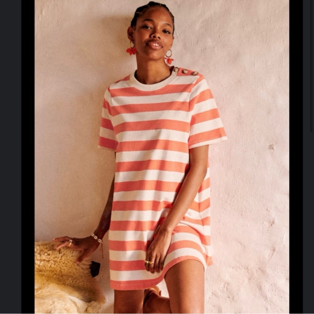 Sezane Pink and White Striped Mini Dress